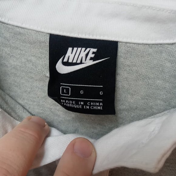 Mens Nike Swoosh Spell Out Long Sleeve Polo Rugby Shirt Size Large Vintage Y2K - Picture 4 of 10